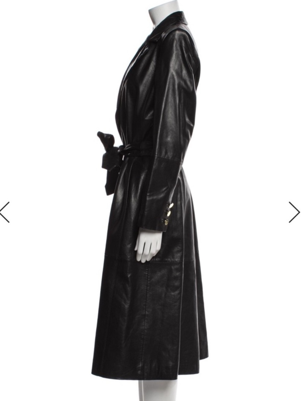 Alice + Olivia Black Leather Wrap Trench Coat - Picture 3 of 3